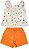 Conjunto infantil menina frutas algodão laranja - Imagem 1