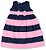 Vestido infantil menina listrado com laço algodão rosa - Imagem 1