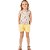 Conjunto infantil menina estampado algodão laço amarelo - Imagem 2