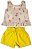 Conjunto infantil menina estampado algodão laço amarelo - Imagem 3