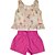 Conjunto infantil menina estampado algodão laço pink - Imagem 1