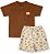 Conjunto infantil menino safari algodão marrom - Imagem 1