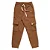 Calça infantil moletom jogger cargo marrom nutella - Imagem 1