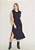 VESTIDO MIDI PREGAS OMBROS E FAIXA PRETO - Imagem 1