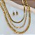 COLAR E BRINCO KIT CORRENTE TRIPLA CLÁSSICA DOURADO AÇO 316L PREMIUM⭐️ - Imagem 1