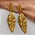 BRINCO FOLHAS RISCADAS DOURADO AÇO 316L⭐️ - Imagem 1