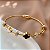 PULSEIRA / BRACELETE TREVOS RESINADOS PRETO E BRANCO DETALHE ZIRCÔNIAS DOURADO AÇO 316L⭐️ - Imagem 3