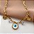 PULSEIRA CORRENTE PINGENTES PLAQUINHA, OLHO GREGO E CRISTAL DOURADO AÇO 316L⭐️ - Imagem 3