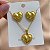 COLAR E BRINCO KIT CORAÇÃO MARTELADO BORBA MINI BOLINHAS DOURADO AÇO 316L⭐️ - Imagem 1