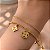 PULSEIRA DUPLA PINGENTES TREVOS VARIADOS DOURADO AÇO 316L⭐️ - Imagem 1