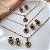 COLAR E BRINCO KIT PEDRA OVAL COM BORDA CRAVEJADA DOURADO AÇO 316L⭐️(GRUPO 2) - Imagem 1