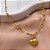 COLAR CORRENTE CARTIER PINGENTE CORAÇÃO BOLEADO DOURADO AÇO 316L⭐️ - Imagem 2