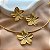 CONJUNTO DE COLAR ARO E BRINCO FLOR DOURADO AÇO 316L⭐️ - Imagem 2