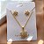 CONJUNTO COLAR E BRINCO FLOR COM PEDRA ZIRCÔNIA DOURADO AÇO 316L⭐️ - Imagem 1
