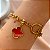 PULSEIRA ELOS GROSSOS FECHO T PINGENTE TREVO ESMALTADO DOURADO AÇO 316L⭐️ - Imagem 4