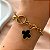 PULSEIRA ELOS GROSSOS FECHO T PINGENTE TREVO ESMALTADO DOURADO AÇO 316L⭐️ - Imagem 2