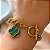 PULSEIRA ELOS GROSSOS FECHO T PINGENTE TREVO ESMALTADO DOURADO AÇO 316L⭐️ - Imagem 5