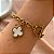 PULSEIRA ELOS GROSSOS FECHO T PINGENTE TREVO ESMALTADO DOURADO AÇO 316L⭐️ - Imagem 3