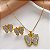 CONJUNTO COLAR E BRINCO BORBOLETA MINI ZIRCÔNIAS DOURADO AÇO 316L⭐️ - Imagem 1