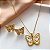 CONJUNTO COLAR E BRINCO BORBOLETA MADREPÉROLA DOURADO AÇO 316L⭐️ - Imagem 1