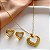CONJUNTO COLAR E BRINCO CORAÇÃO MADREPÉROLA BORDA DOURADO AÇO 316L⭐️ - Imagem 1