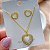 CONJUNTO BRINCO E COLAR CORAÇÃO PEDRA OLHO DE GATO BORDA ZIRCÔNIAS DOURADO AÇO 316L⭐️ - Imagem 2