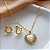CONJUNTO BRINCO E COLAR CORAÇÃO PEDRA OLHO DE GATO BORDA ZIRCÔNIAS DOURADO AÇO 316L⭐️ - Imagem 1