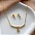 CONJUNTO BRINCO E COLAR ARO MINI ZIRCÔNIAS PONTO DE LUZ DOURADO AÇO 316L⭐️ - Imagem 3