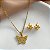 CONJUNTO BRINCO E COLAR BORBOLETA VAZADA FINA DOURADO AÇO 316L - Imagem 1