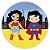 Painel Redondo - Mulher Maravilha e Super Homem Cute - Sublimado 3D - Imagem 1
