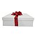 Caixa de Presente 25x25x10 Cartonada Branca Laço Vermelho - Imagem 3