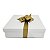 Caixa de Presente 40x40x10 Cartonada Branca Laço Dourado - Imagem 1