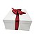 Caixa de Presente 25x20x15 Cartonada Branca Laço Vermelho - Imagem 1