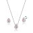 Conjunto Gota Rosa de Prata Zircônia Cravejado - Imagem 1