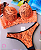 Conjunto de Lingerie Com Bojo e Renda Laranja Neon e Preto - Imagem 1