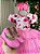Vestido Menina Bonita Gisele Peito Florido Rosa Chiclete - Imagem 2
