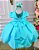 Vestido Ysa Kids Azul Tiffany Peito Perolas - Imagem 3