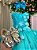 Vestido Juvenil Vila Lele Regata Flores Verde Tiffany - Imagem 2
