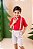 Conjunto Miss Cherry Henry Vermelho Suspensorio Bege - Imagem 5