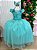 Vestido Vila Lele Longo Jardim Encantado Borboletas Verde Tiffany - Imagem 3