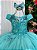 Vestido Vila Lele Longo Jardim Encantado Borboletas Verde Tiffany - Imagem 2