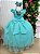 Vestido Vila Lele Longo Jardim Encantado Borboletas Verde Tiffany - Imagem 5