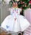 Vestido Marie Branco Jardim Encantado Laço Borboletas Coloridas - Imagem 3