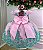Vestido Marie Jardim Encantado Luxo Rosa e Verde Tiffany - Imagem 7