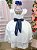 Vestido Lorenzetti Longo Branco Peito Rendado Cinto Azul Marinho - Imagem 2