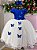 Vestido Juvenil - Midi Vila Lele Sabrina Azul Royal e Off - Imagem 2