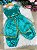 Fantasia Princesa Belli Princesa Jasmine Verde Tiffany - Imagem 2