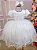 Vestido Menina Bonita Branco Borboletas Peito Tule - Imagem 1