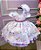 Vestido Miss Cherry Chapeu Lilas Flores e Borboletas - Imagem 4