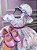 Vestido Miss Cherry Chapeu Lilas Flores e Borboletas - Imagem 1